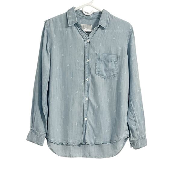 Rails Ingrid Anchors Chambray Button Front Shirt Size Small - Picture 1 of 5